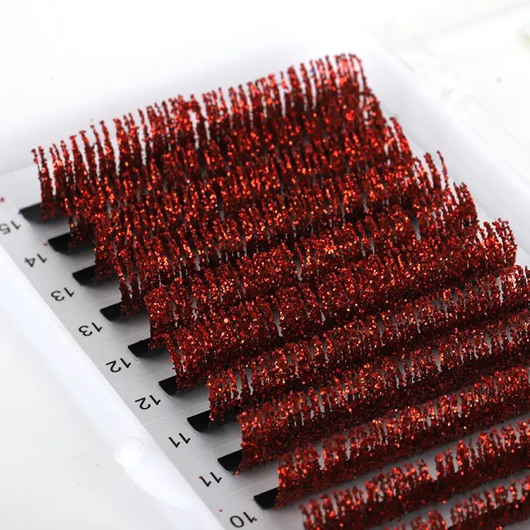Extensão de cílios de glitter vermelho